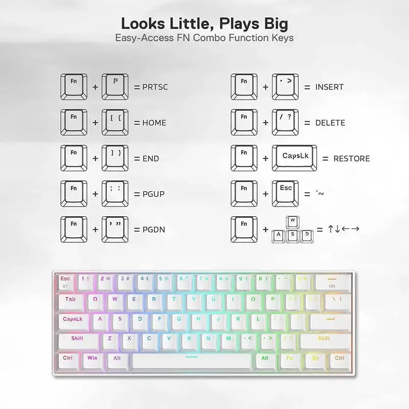 Redragon Draconic 60 Pro – Clavier mécanique sans fil RGB ZentricPC